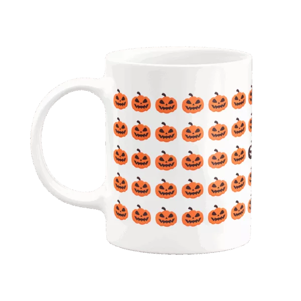 Mug Halloween rempli de citrouilles oranges (face gauche)