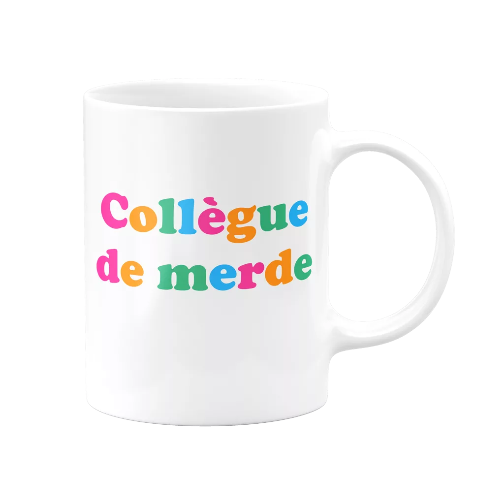 Mug Collègue de Merde, texte coloré