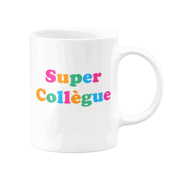 Mug Collègue coloré avec texte : "Super Collègue"