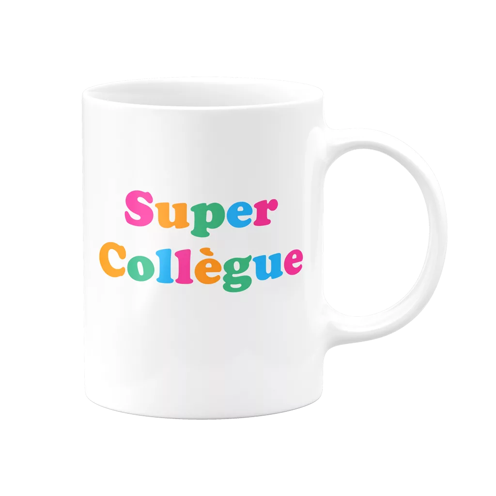Mug Collègue coloré avec texte : "Super Collègue"