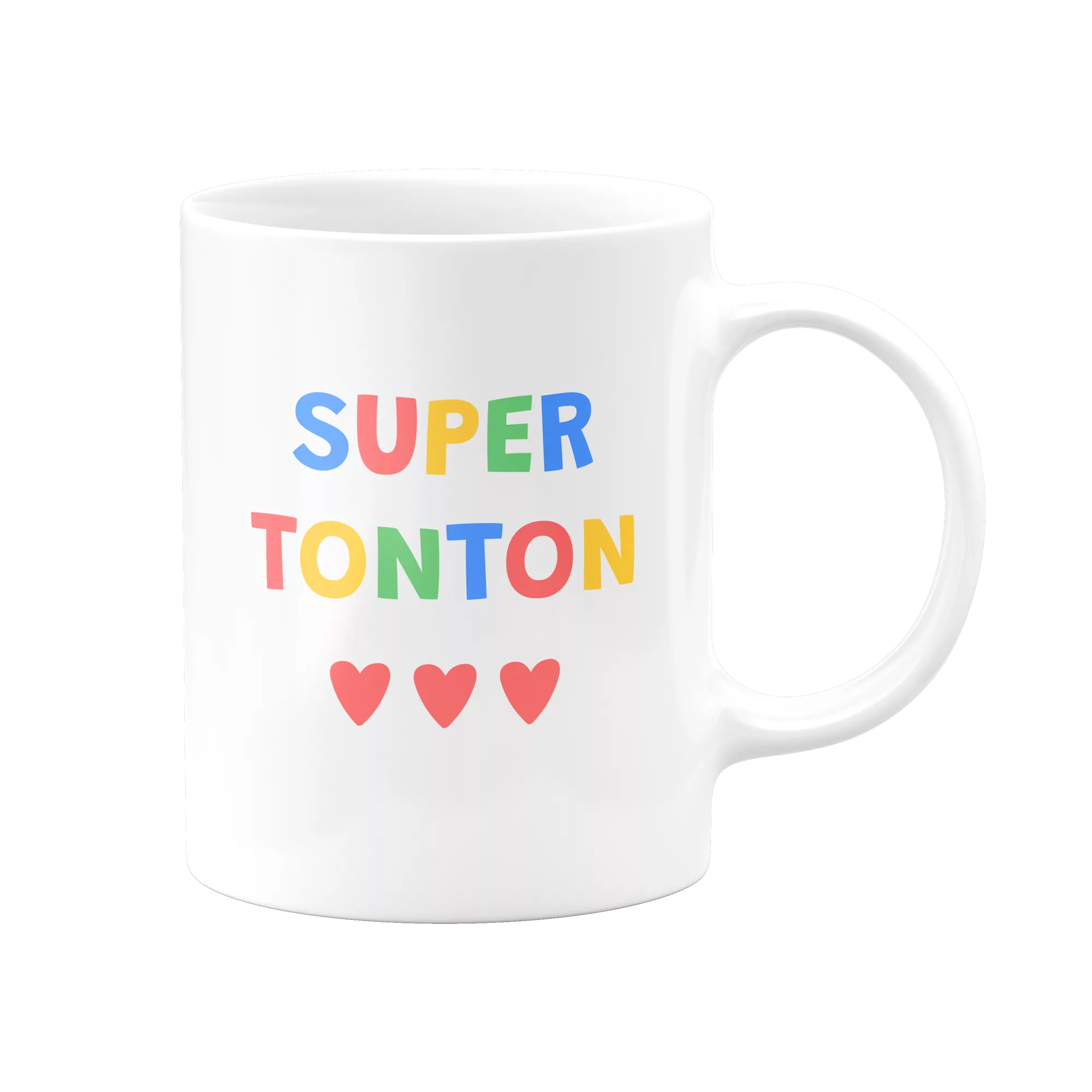 Mug Super Tonton coloré avec 3 petits cœurs