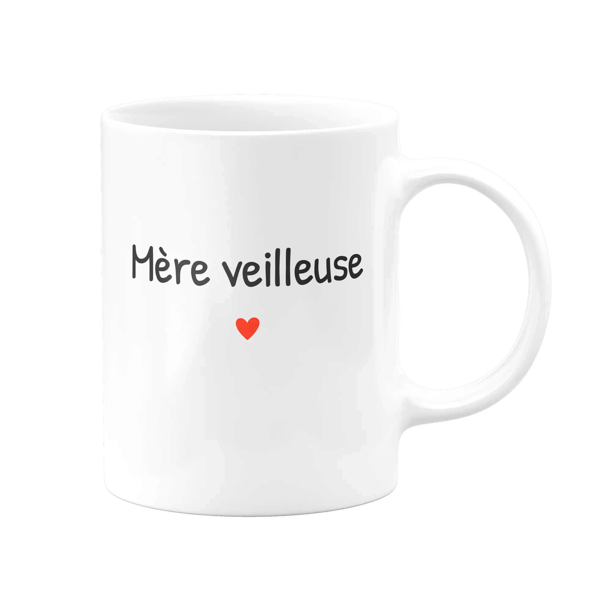 Mug blanc "Mère Veilleuse" avec un coeur, cadeau fête des mères original et poétique, imprimé en France par ManyMugs