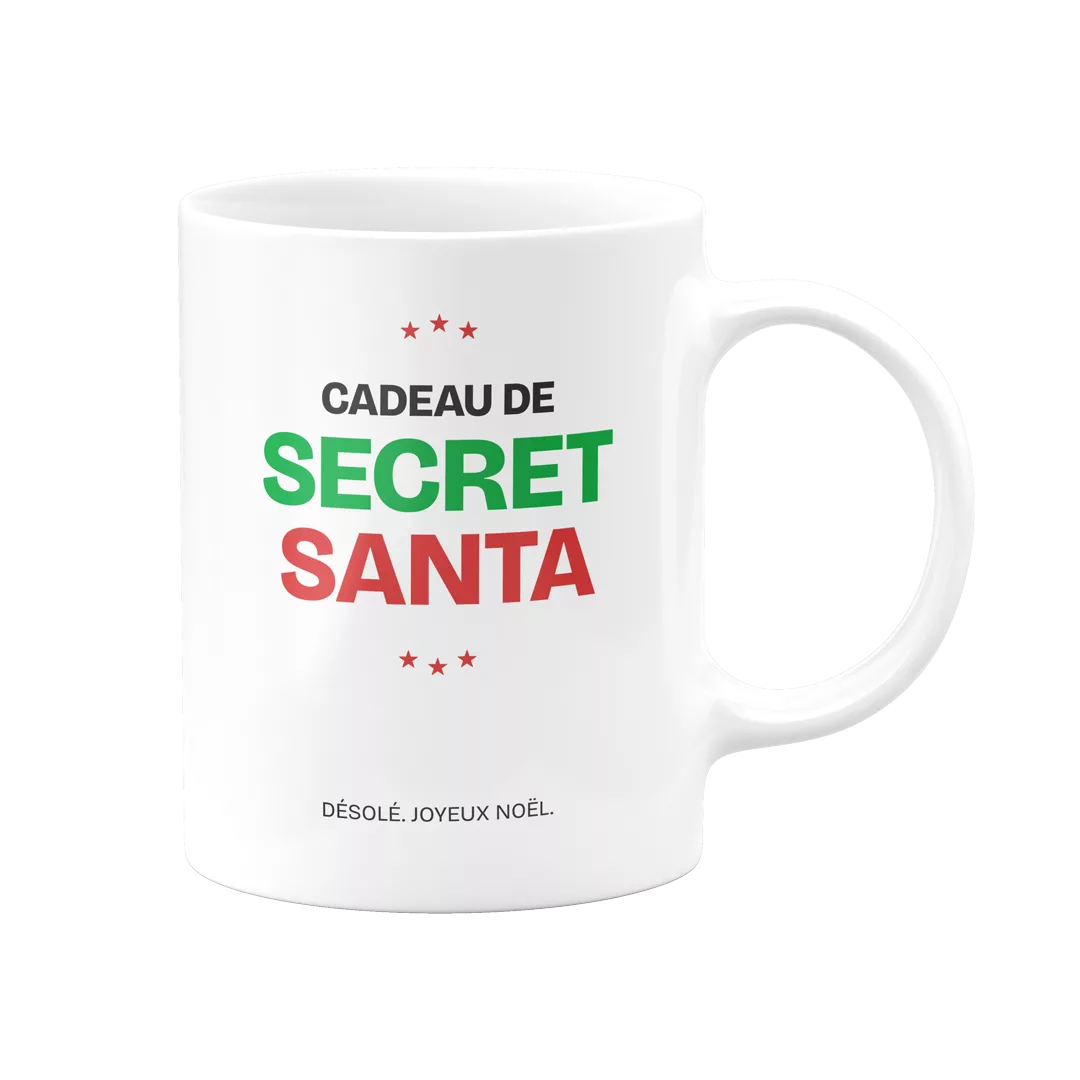 Mug "Cadeau de Secret Santa" : mug de Noël humoristique pour tirage au sort entre collègues ou amis, ManyMugs